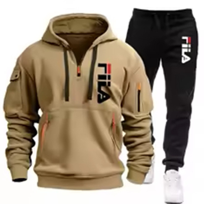 Two sets of 2025 new fashionable men's sportswear, a zippered hooded sweatshirt and sweatpants, for casual fitness and jogging